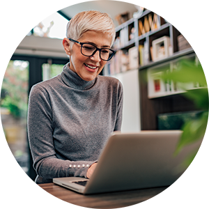 Mature Woman Laptop circle