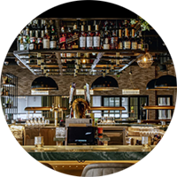 e restaurant interior circle